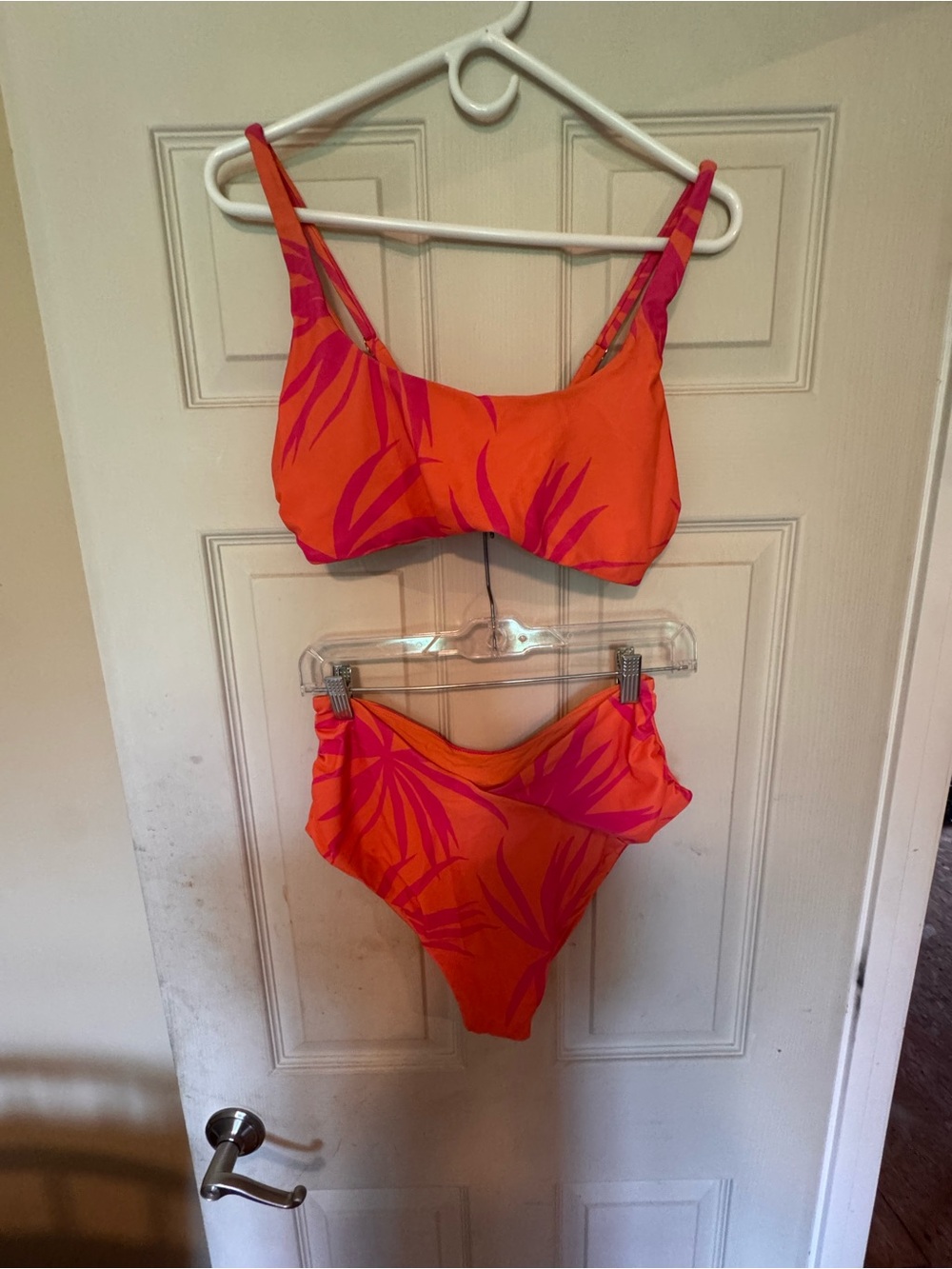 Anthropologie Orange & Pink Tropical Print Bikini